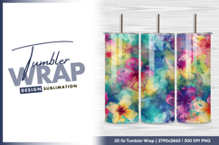 Watercolor floral pattern tumbler png Product Image 1