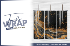 Abstract black gold glitter fluid acrylic art tumbler png Product Image 1
