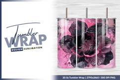 Abstract flower art pink black tumbler png Product Image 1