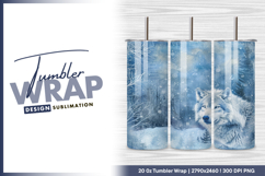 Winter wolf portrait tumbler png Product Image 1