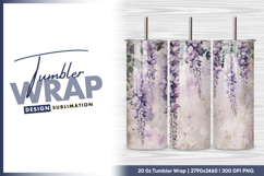 Watercolor wisteria flowers on distressed texture tumbler Product Image 1