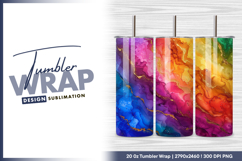 Rainbow alcohol ink with gold accents tumbler png Product Image 1