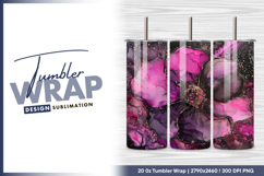 Pink purple alcohol ink floral tumbler png Product Image 1