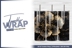Black flower with gold accents tumbler png Product Image 1