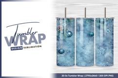 Blue winter christmas background with baubles tumbler png Product Image 1