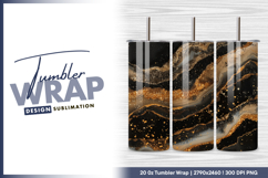 Golden streaks on black liquid background tumbler png Product Image 1
