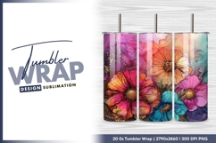 Colorful abstract flowers with gold glitter accent tumbler Product Image 1