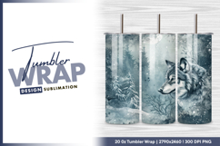 Wolf in winter forest moonlit night scene tumbler png Product Image 1