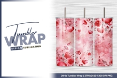 Watercolor hearts and floral valentines day tumbler png Product Image 1