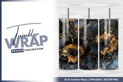 Black and gold floral abstract art tumbler design Product Image 1
