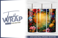 Floral frame painted texture background tumbler png Product Image 1