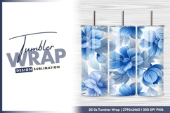 Seamless floral pattern with blue flowers tumbler png Product Image 1