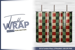 Vintage christmas checkered pattern with pine tumbler png Product Image 1
