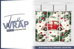 Christmas red car and greenery illustration tumbler png Product Image 1