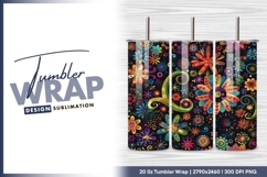 Vivid floral pattern tumbler design background tumbler png Product Image 1