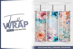 Watercolor floral frame elegant tumbler png Product Image 1