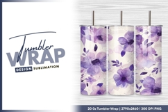 Purple floral watercolor delicate seamless pattern tumbler Product Image 1