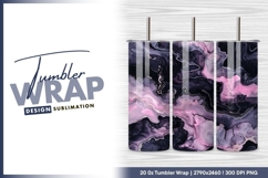 Abstract black pink purple marble fluid tumbler png Product Image 1