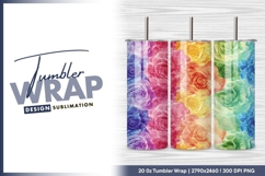 Rainbow colored roses seamless pattern tumbler png Product Image 1