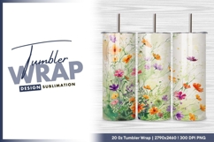 Watercolor cosmos flowers tumbler png Product Image 1