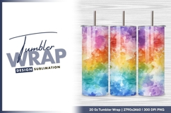 Rainbow watercolor floral pattern tumbler png design Product Image 1