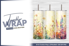 Watercolor floral meadow with lupines and poppies tumbler Product Image 1