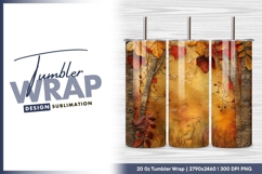 Autumnal trees background with golden texture tumbler png Product Image 1