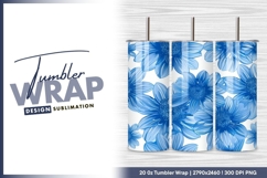 Seamless pattern of blue flowers on white tumbler png Product Image 1
