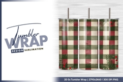 Vintage christmas plaid pattern with berries tumbler png Product Image 1