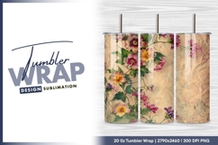 Vintage floral pattern on textured paper background tumbler Product Image 1