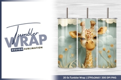 Cute giraffe cartoon illustration with clouds tumbler png Product Image 1