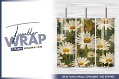 Painted white daisies floral pattern background tumbler Product Image 1