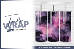 Abstract fluid art pink purple black tones tumbler png Product Image 1