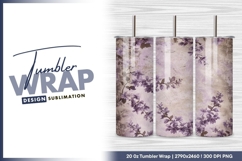 Floral vintage texture purple flowers tumbler png Product Image 1