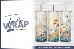 Watercolor flower field impressionistic artwork tumbler png Product Image 1