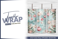 Watercolor christmas ornaments and pine branches tumbler png Product Image 1