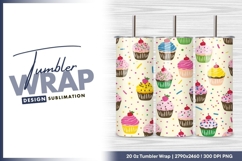 Cupcake vector seamless pattern tumbler png Product Image 1
