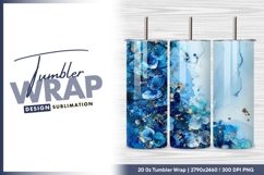 Blue floral abstract art with gold accents tumbler png Product Image 1