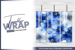 Blue and white floral seamless pattern tumbler png Product Image 1