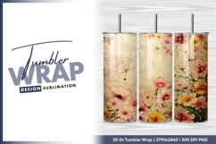 Floral arrangement on cracked concrete tumbler png Product Image 1