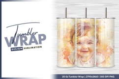 Watercolor portrait of a smiling baby tumbler png Product Image 1