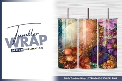 Opulent floral abstract ink alcohol art tumbler png Product Image 1
