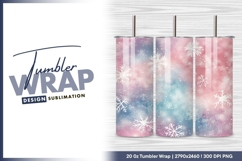 Winter snowflake background with watercolor tumbler png Product Image 1