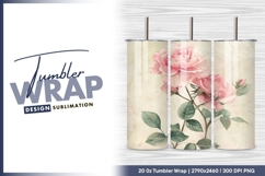 Pink roses watercolor on textured background tumbler png Product Image 1