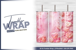 Pink hearts and swirls on textured background tumbler png Product Image 1