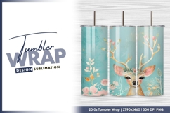 Deer with floral crown and berries art tumbler png Product Image 1
