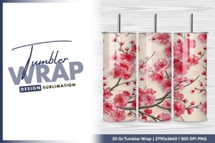 Cherry blossom flower pattern background tumbler png Product Image 1