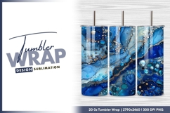 Abstract fluid art blue and gold texture tumbler png Product Image 1