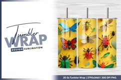 Colorful paper insects on yellow background tumbler png Product Image 1