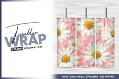 Daisy flower pattern pink background tumbler png Product Image 1